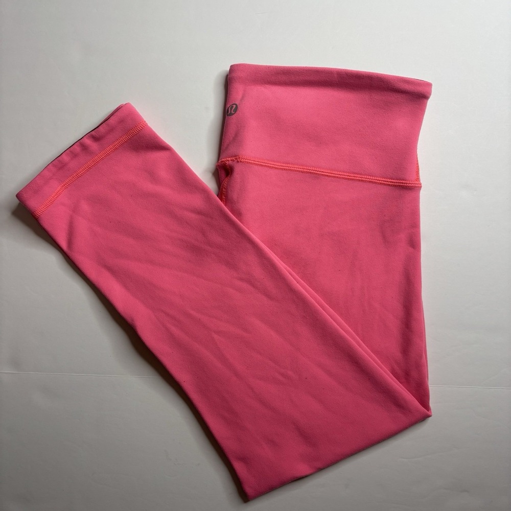 Lululemon Reversible Wunder Under Crop 22" Leggings Size 6 Pink Maroon Red